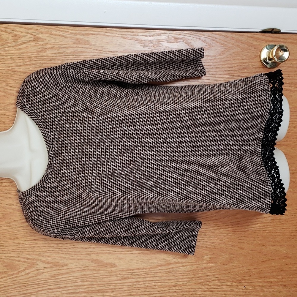 Dress Barn Black/Brown Pullover knit top size Petite Medium